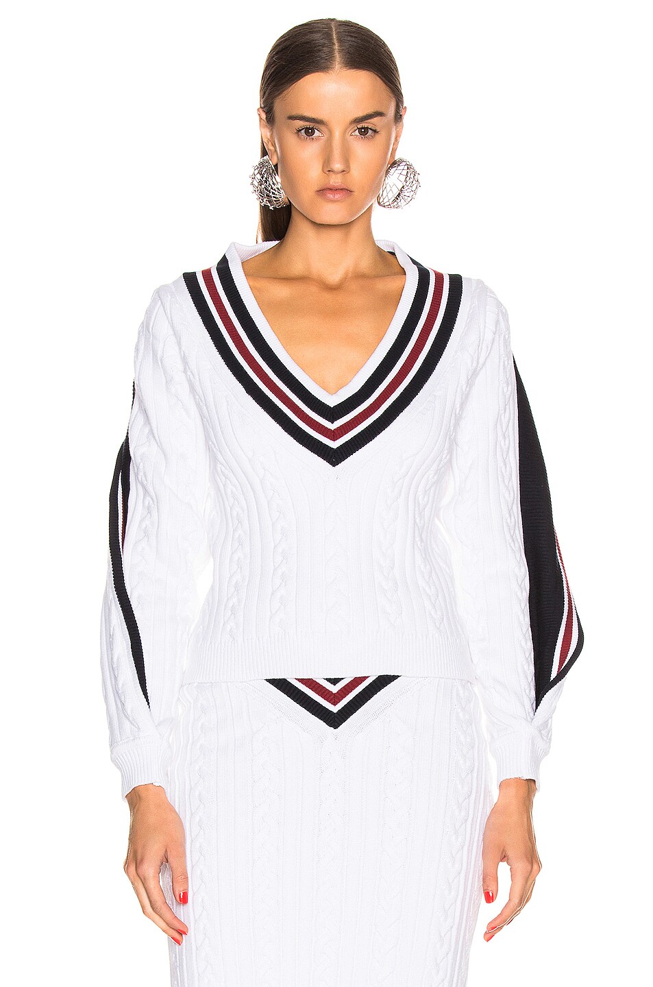 Y/Project V Neck Sweater in White | FWRD