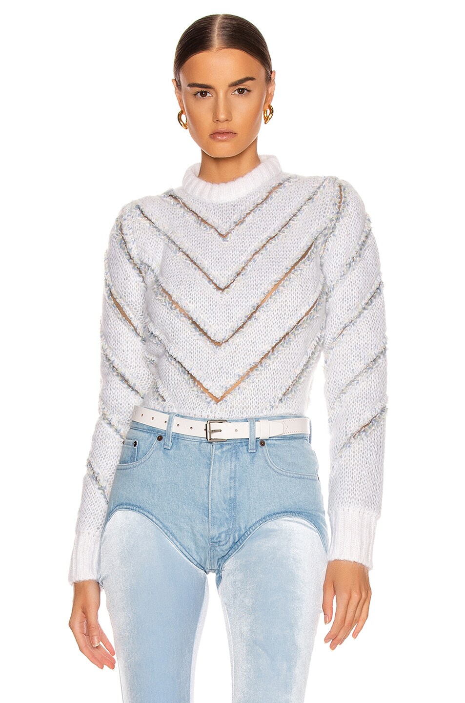 Image 1 of Y/Project Slashed Mohair Sweater in White