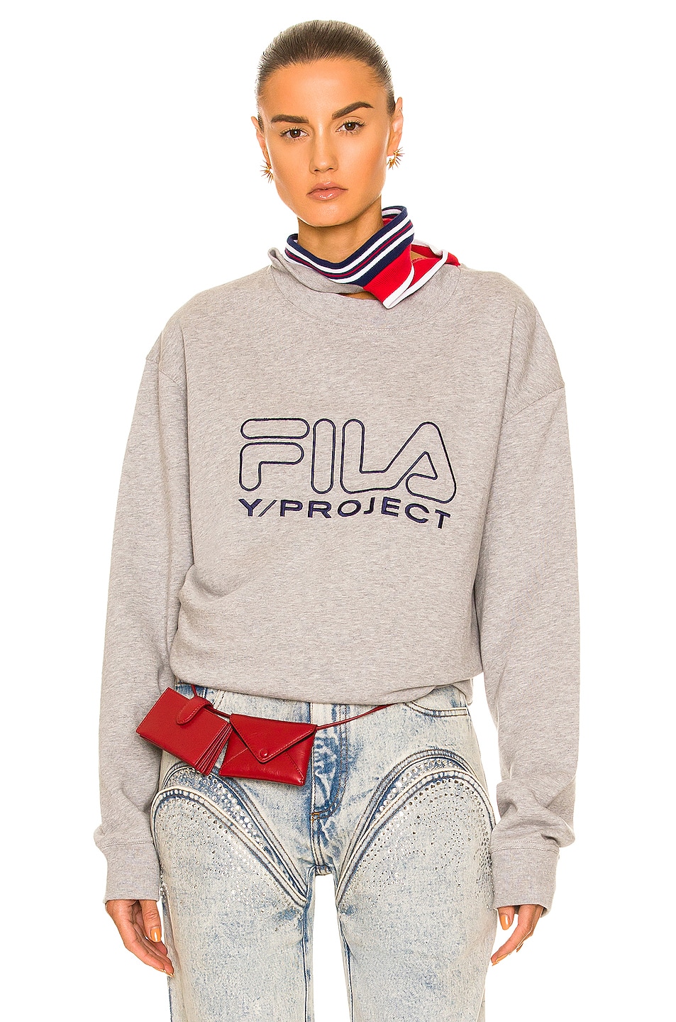 Image 1 of Y/Project x Fila Three Collar Sweatshirt in Grey