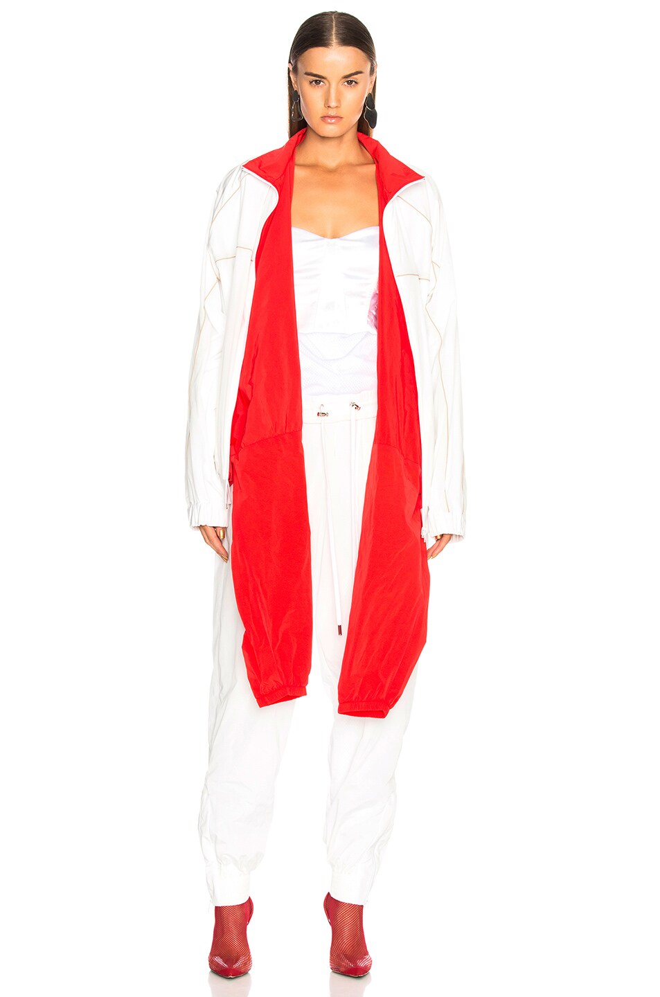 Image 1 of Y/Project Double Bomber Jacket in White & Red