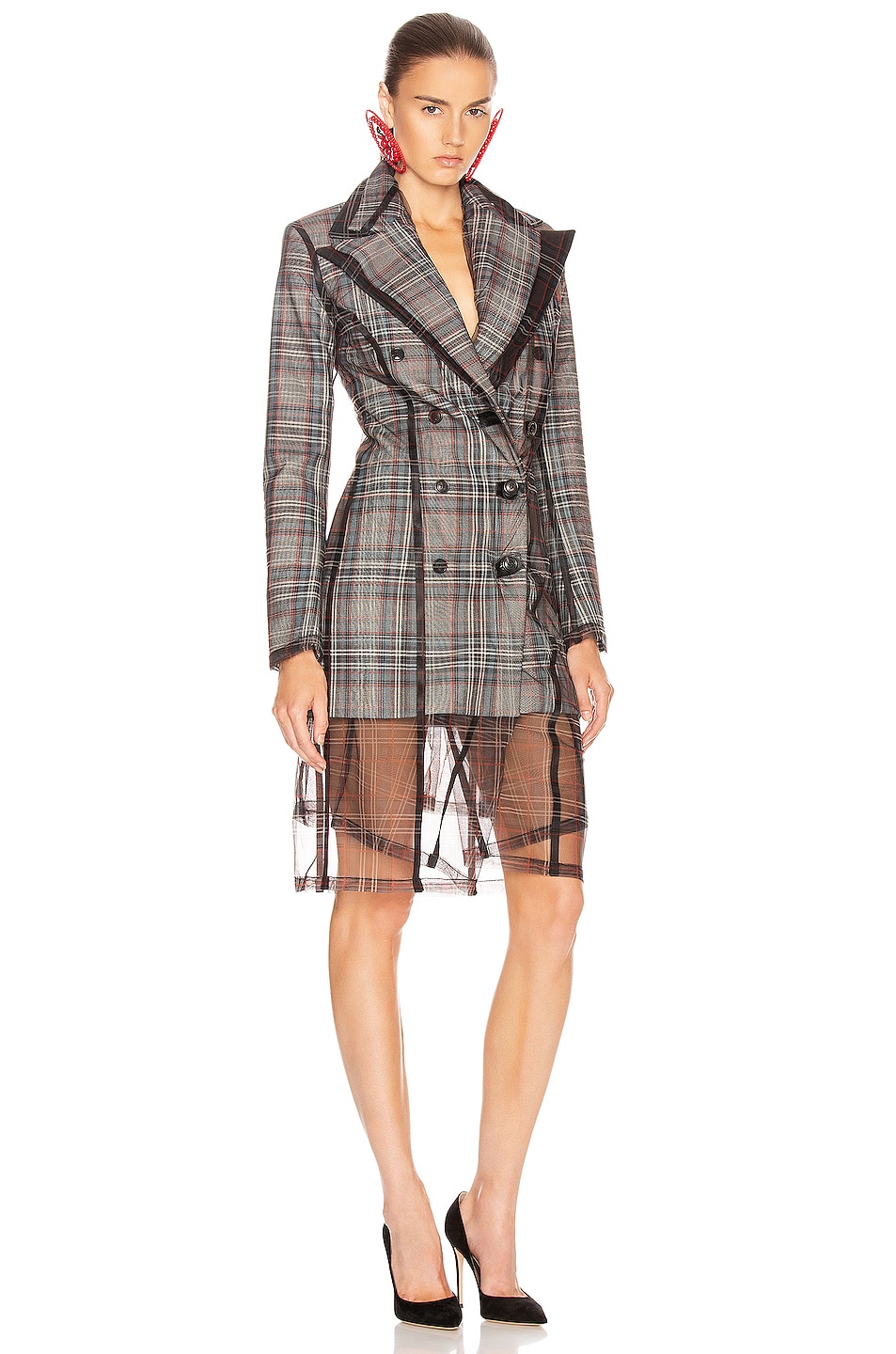 Image 1 of Y/Project Condom Tuxedo Coat in Grey Check