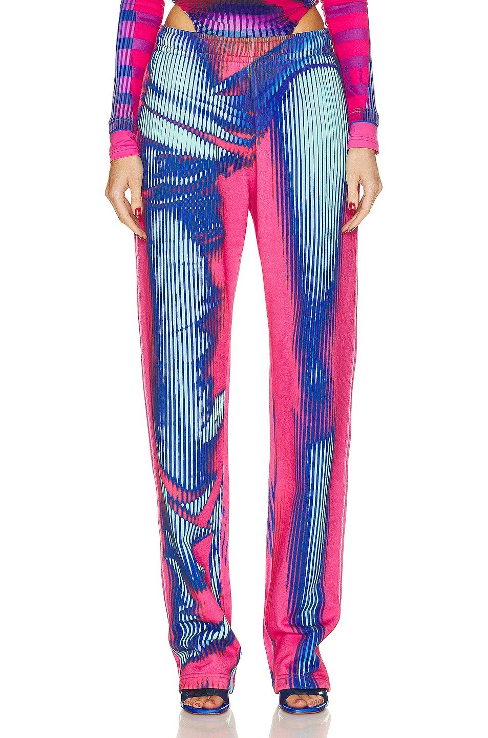 Image 1 of Y/Project x Jean-Paul Gaultier Body Morph Sweatpants in Pink & Blue
