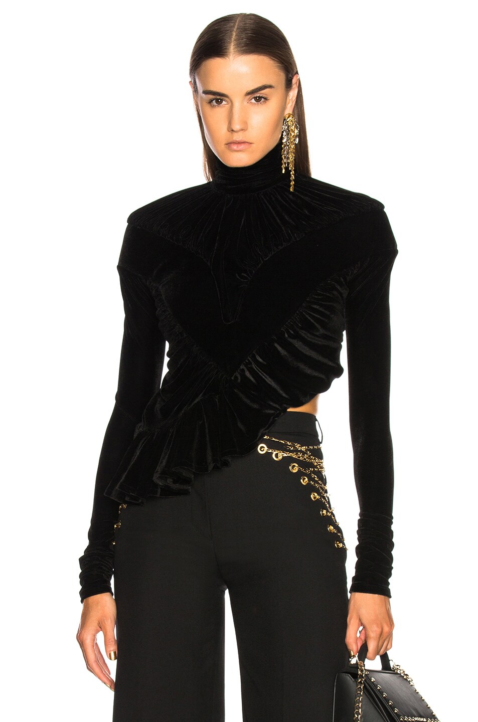 Image 1 of Y/Project Ruched Turtleneck Top in Black