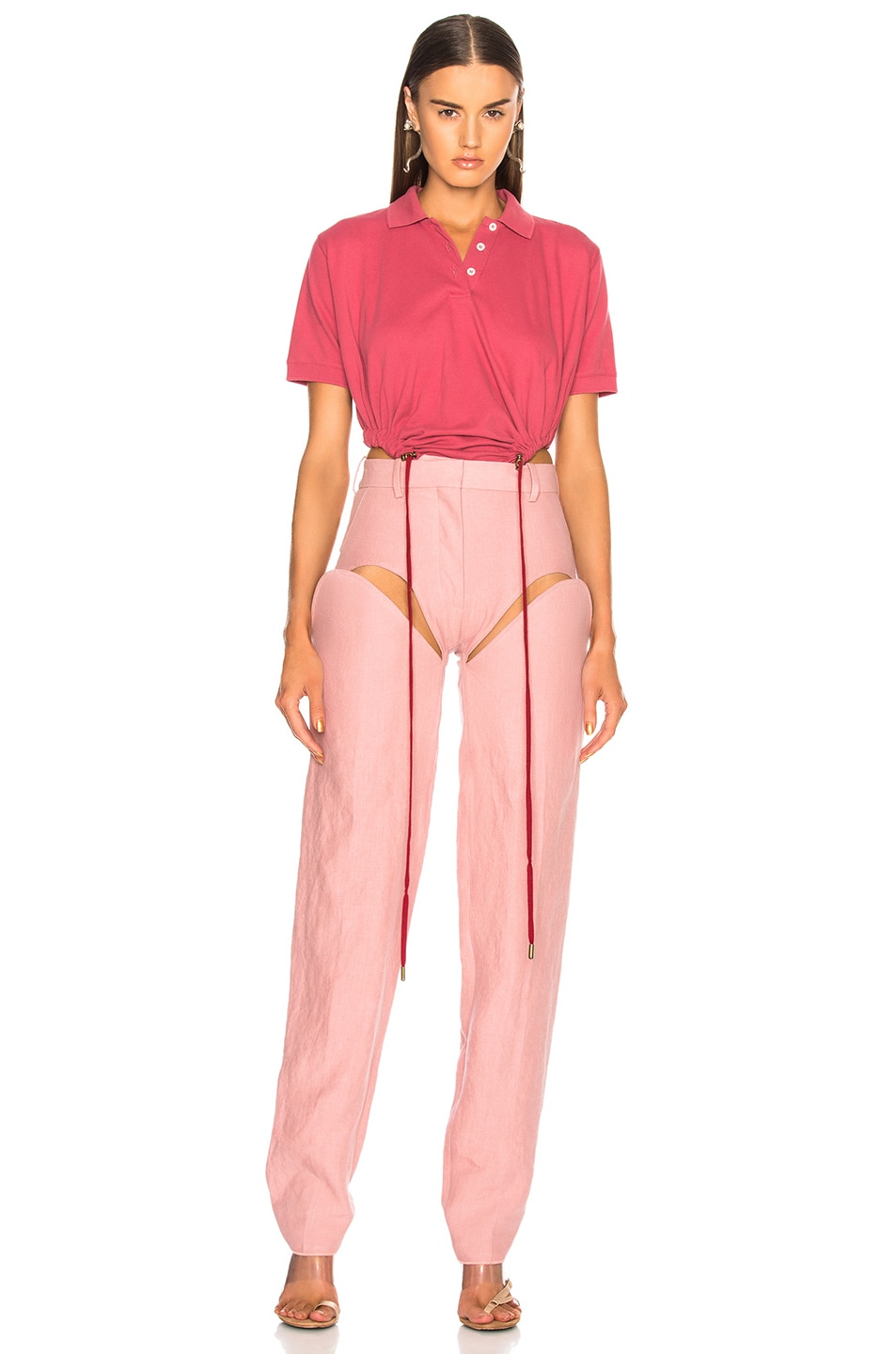 Image 1 of Y/Project Polo Shirt Bodysuit in Rose