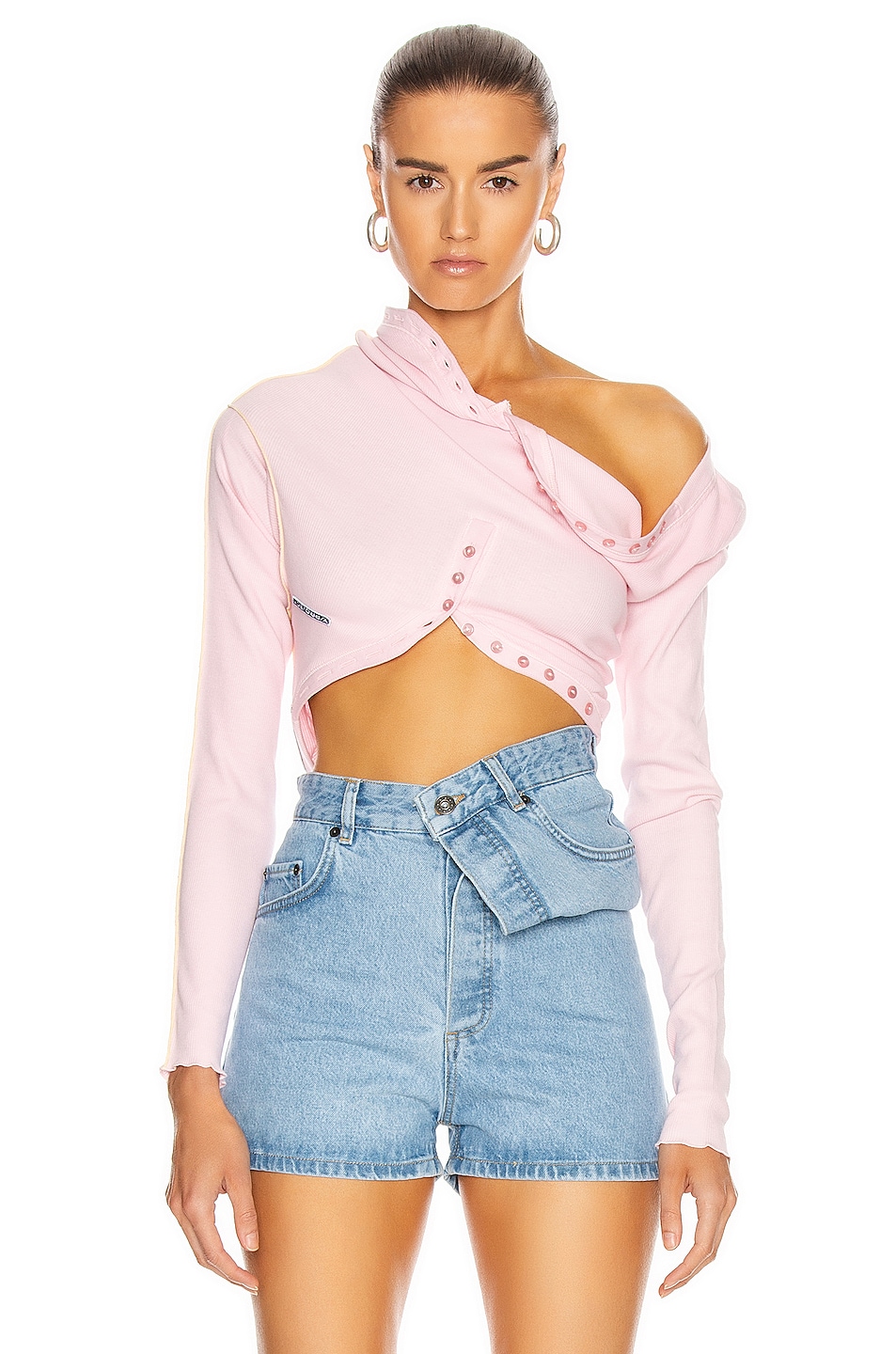 Image 1 of Y/Project Upside Down Long Sleeve Top in Light Pink