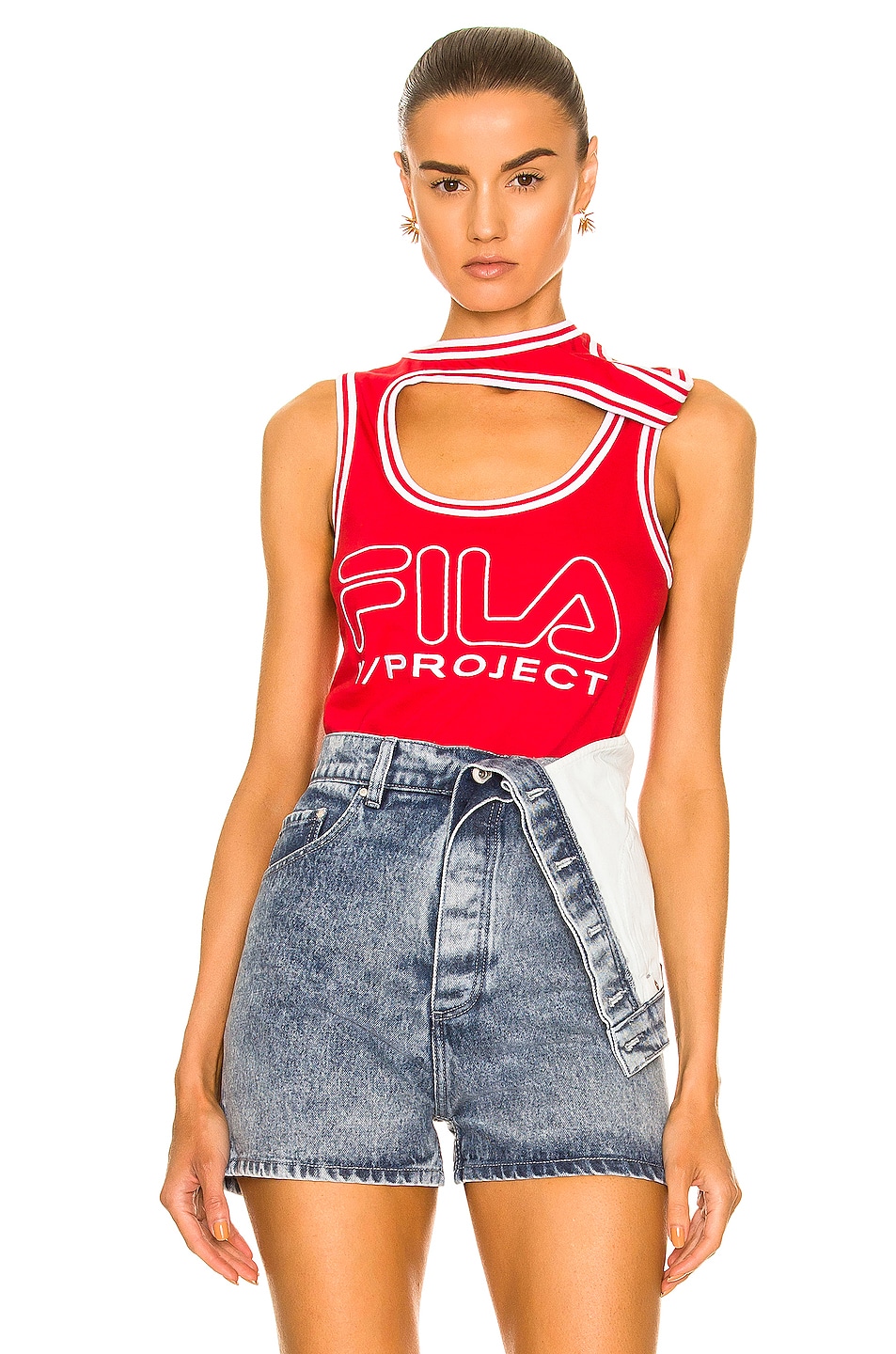 Image 1 of Y/Project x Fila Three Collar Tank Top in Red