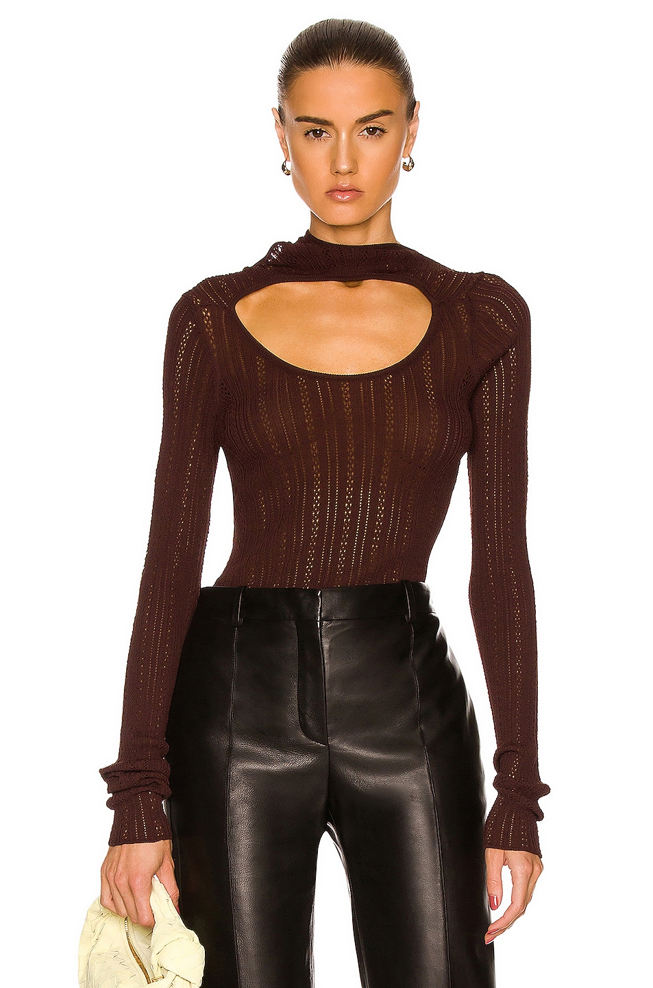 Image 1 of Y/Project Three Collar Long Sleeve Top in Brown