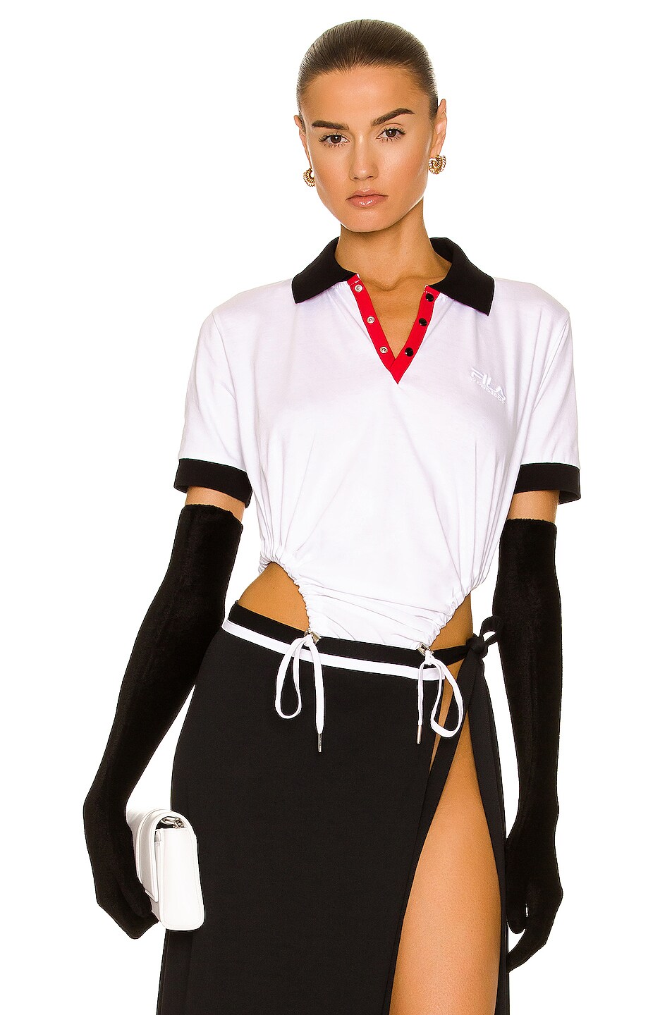 Image 1 of Y/Project x Fila Ruched Polo Bodysuit in White