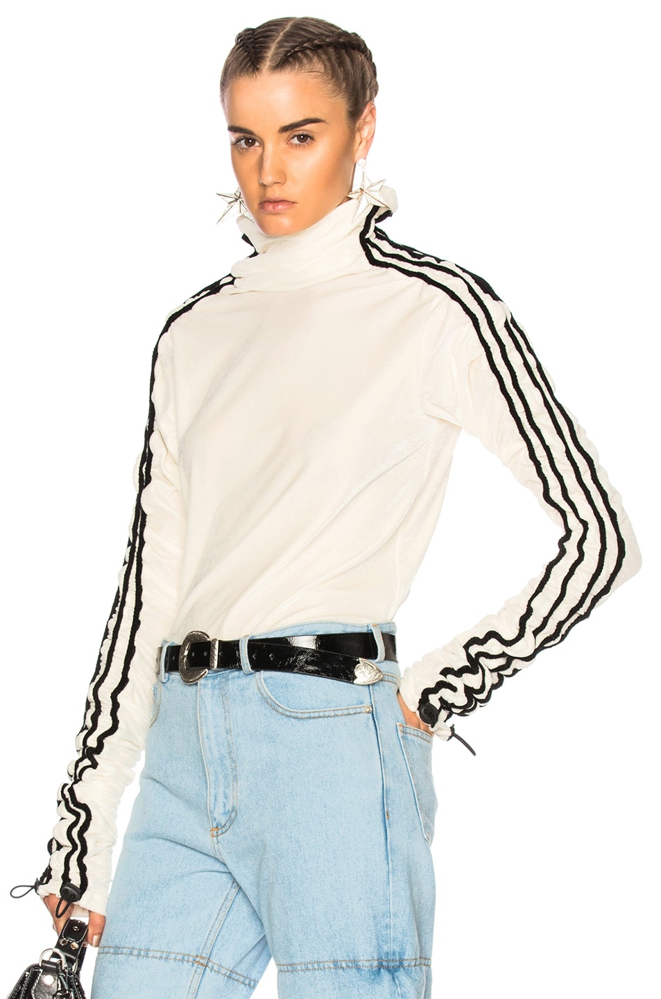 Image 1 of Y/Project Striped Turtleneck Top in Ivory