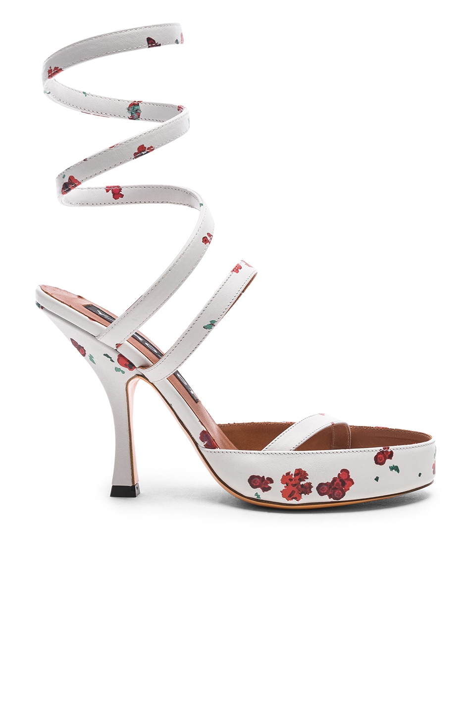 Image 1 of Y/Project Floral Leather Spiral Sandals in White