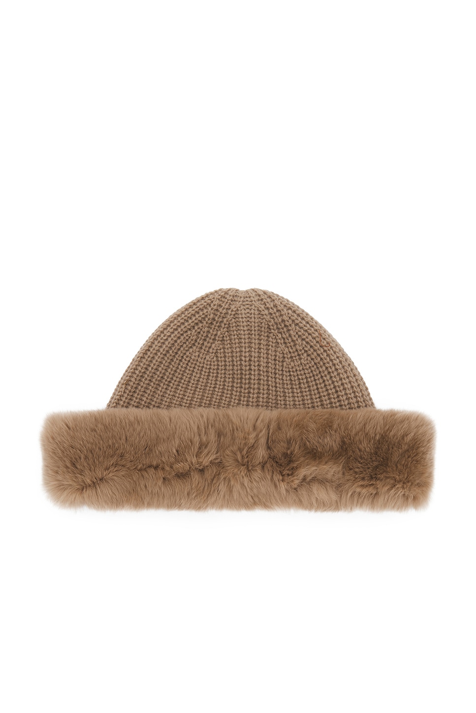 Yves Salomon Rex Rabbit and Cashmere Bonnet in Tan