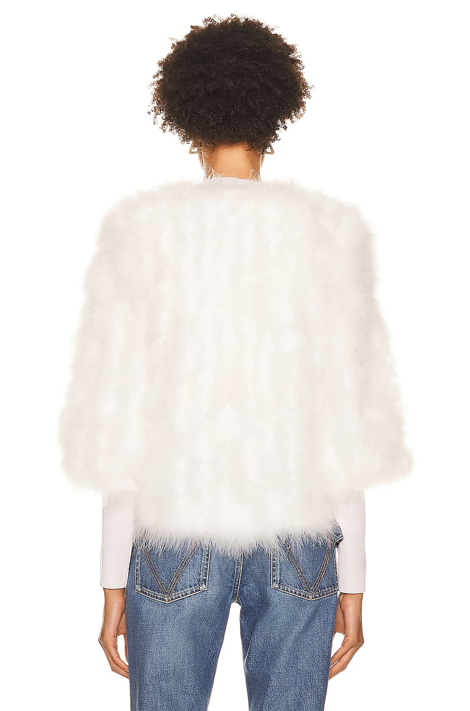 Yves Salomon Feather Cropped Jacket in Meringue | FWRD