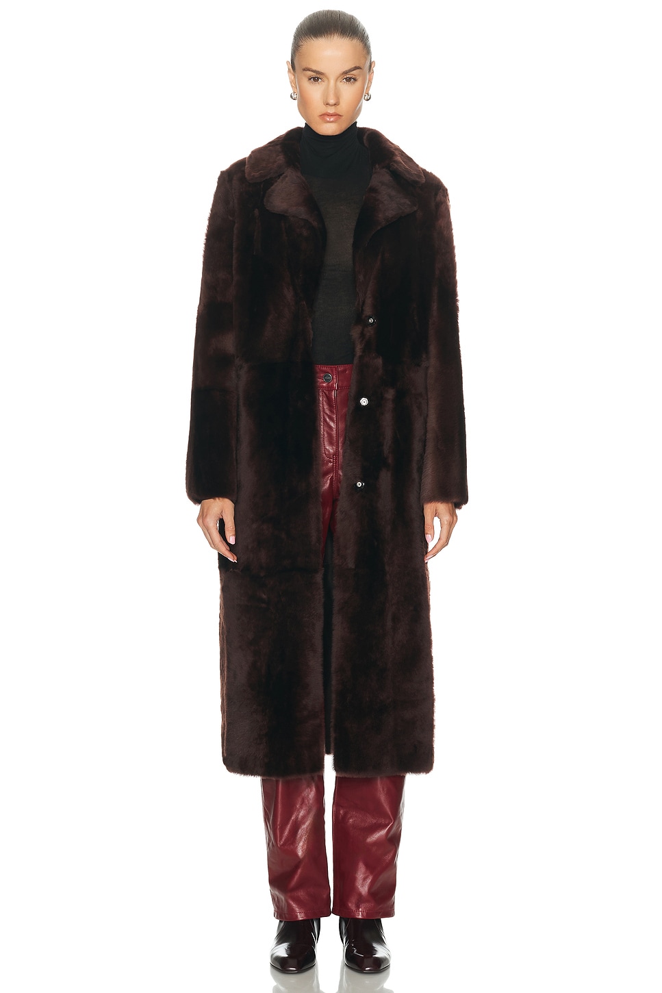 Yves Salomon Long Belted Reversible Shearling Coat