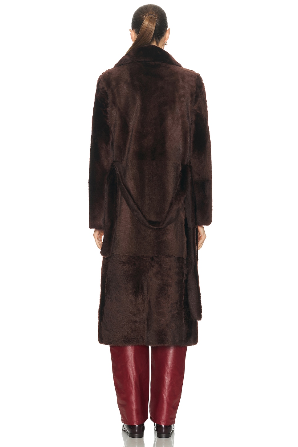 Yves Salomon Long Belted Reversible Shearling Coat
