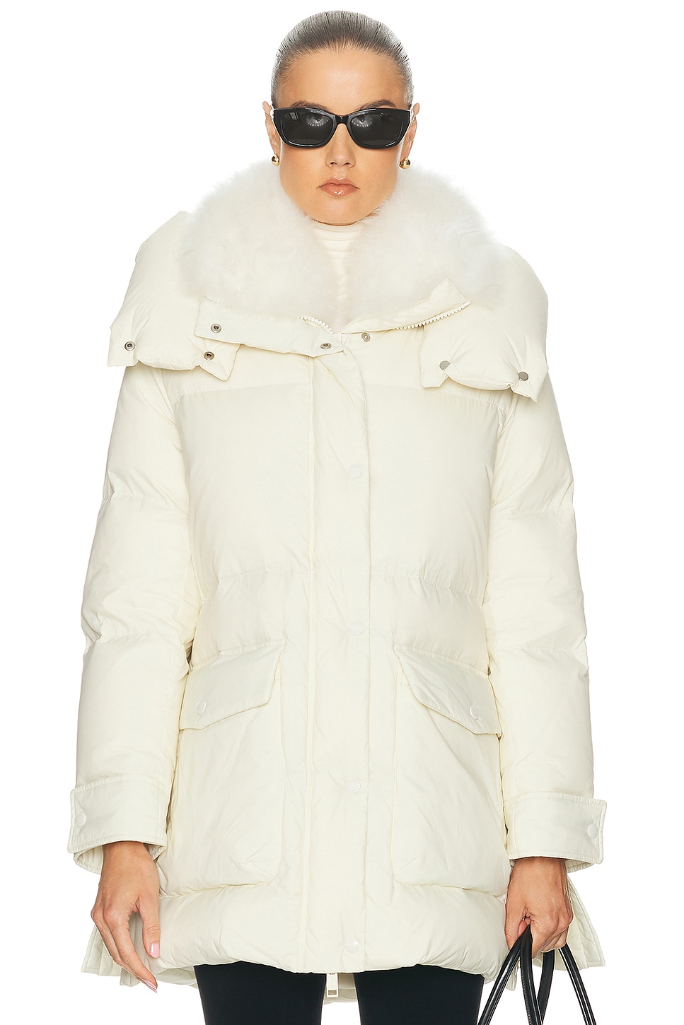 Yves Salomon Down Coat In White