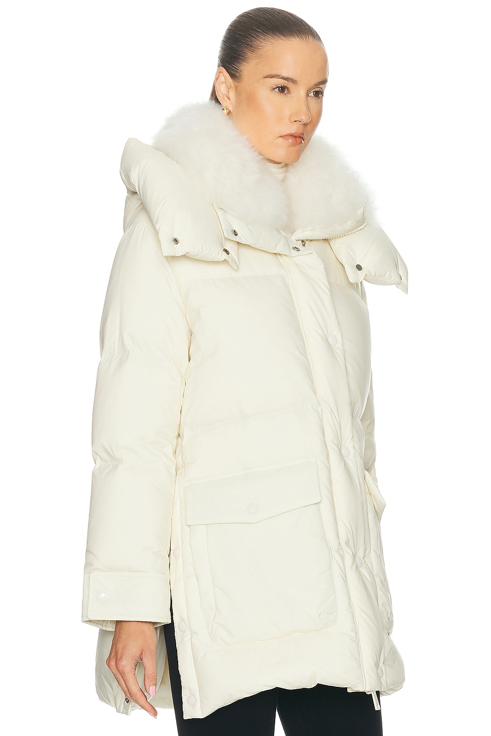 Yves Salomon Down Coat In White
