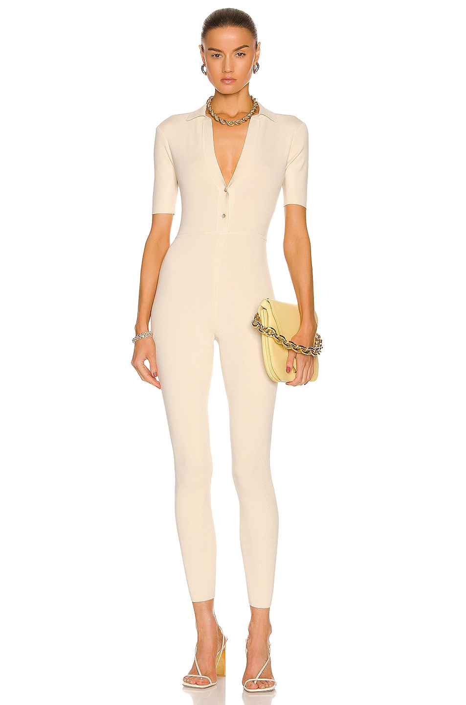 Image 1 of Zeynep Arcay Knit Catsuit in Cream