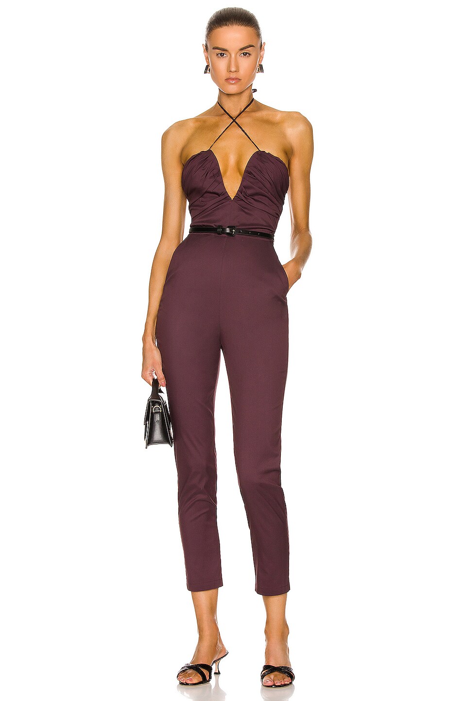 Image 1 of Zeynep Arcay Cotton Ruched Jumpsuit in Brown