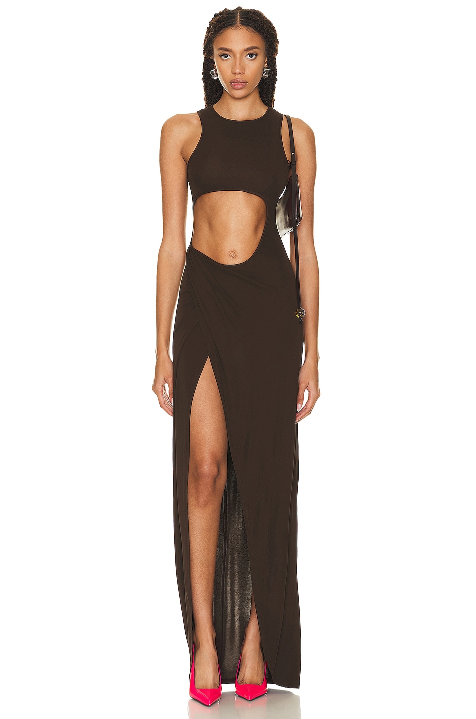 Image 1 of Zeynep Arcay Cutout Dress in Dark Brown