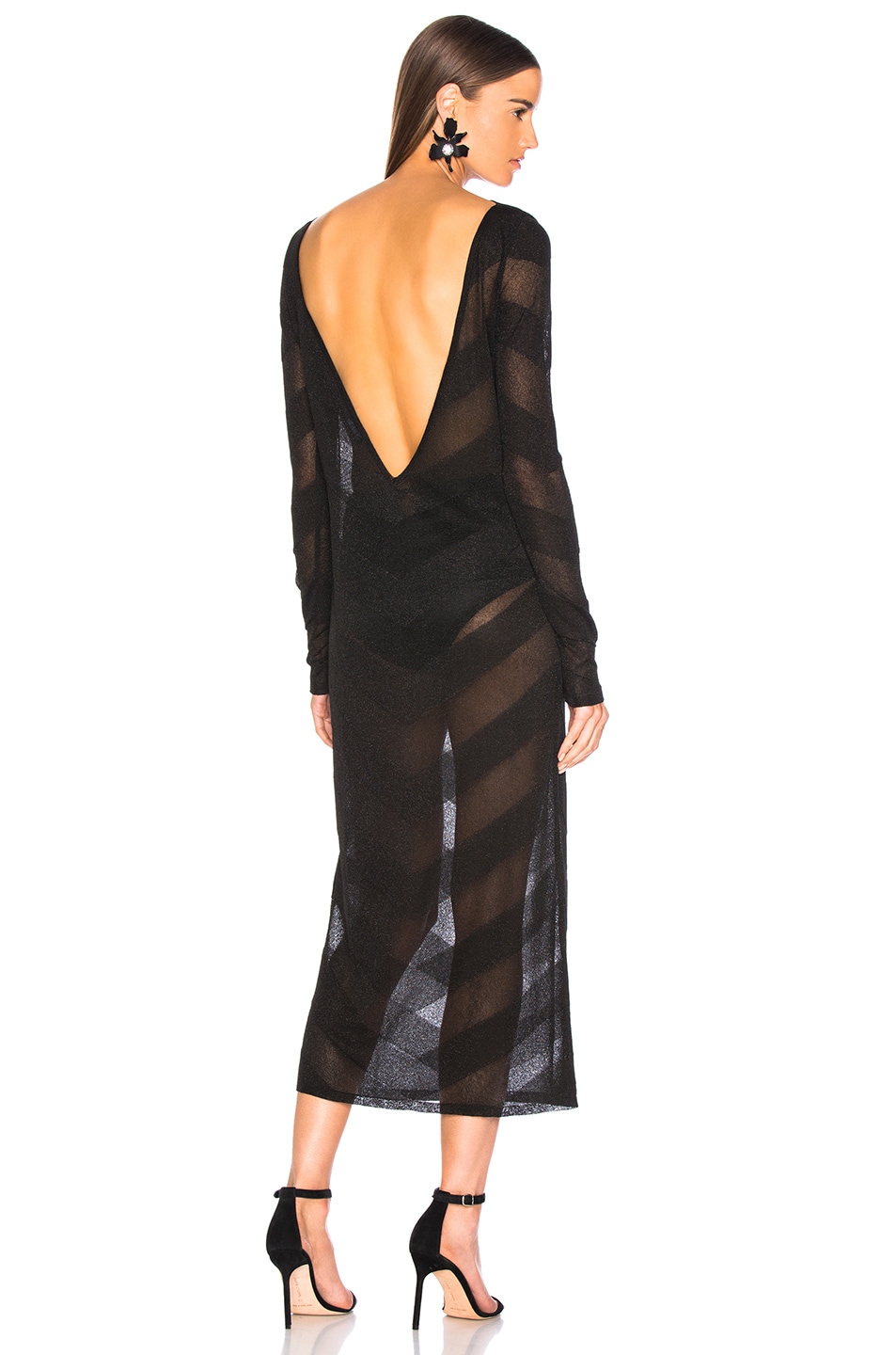 Image 1 of Zeynep Arcay for FWRD Knit V Dress in Black & Black
