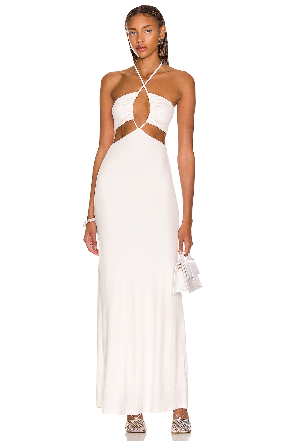 Image 1 of Zeynep Arcay Cutout Jersey Maxi Dress in White