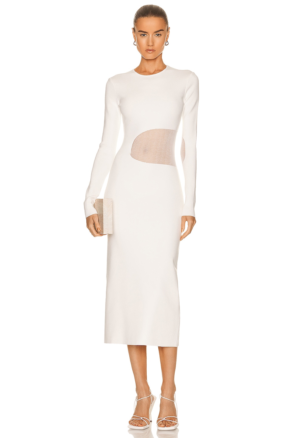 Zeynep Arcay Sheer Knit Midi Dress in White | FWRD