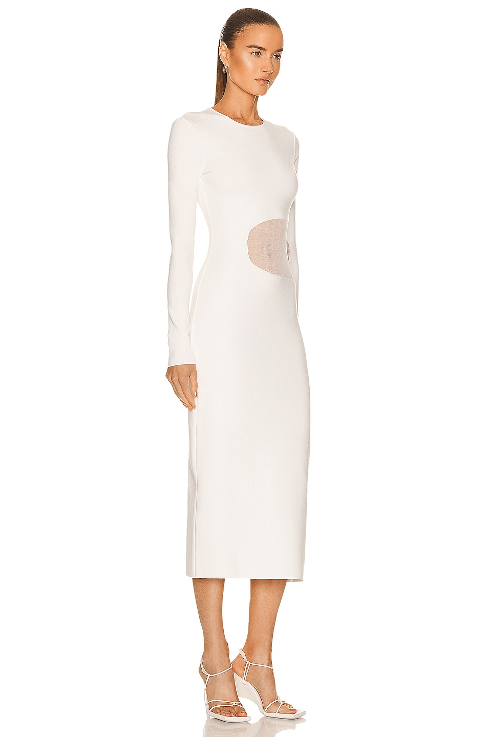 Zeynep Arcay Sheer Knit Midi Dress in White | FWRD
