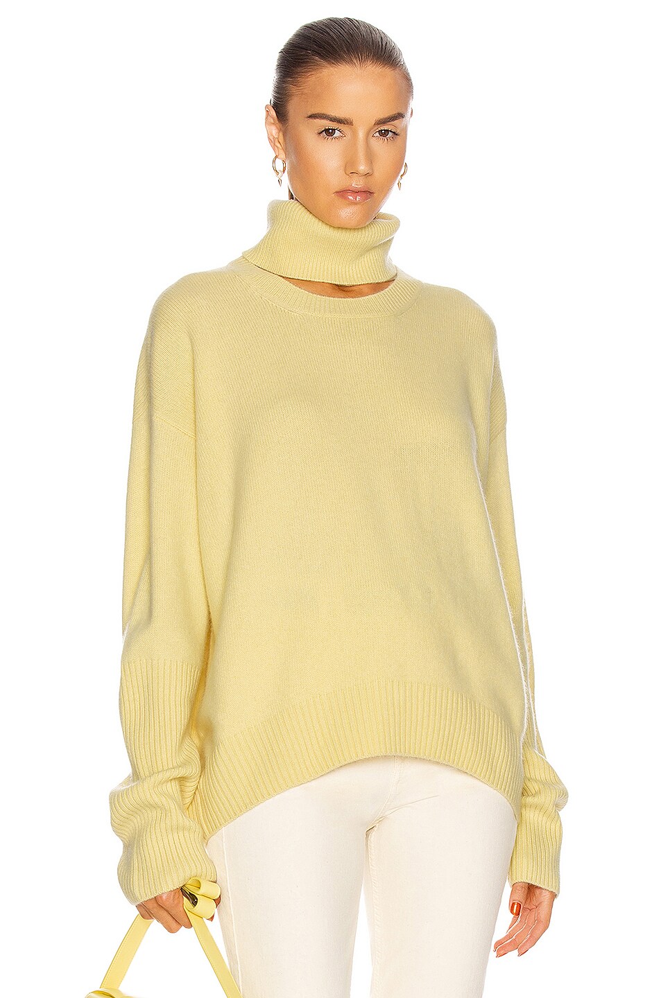 Image 1 of Zeynep Arcay Turtleneck Cutout Sweater in Lemon