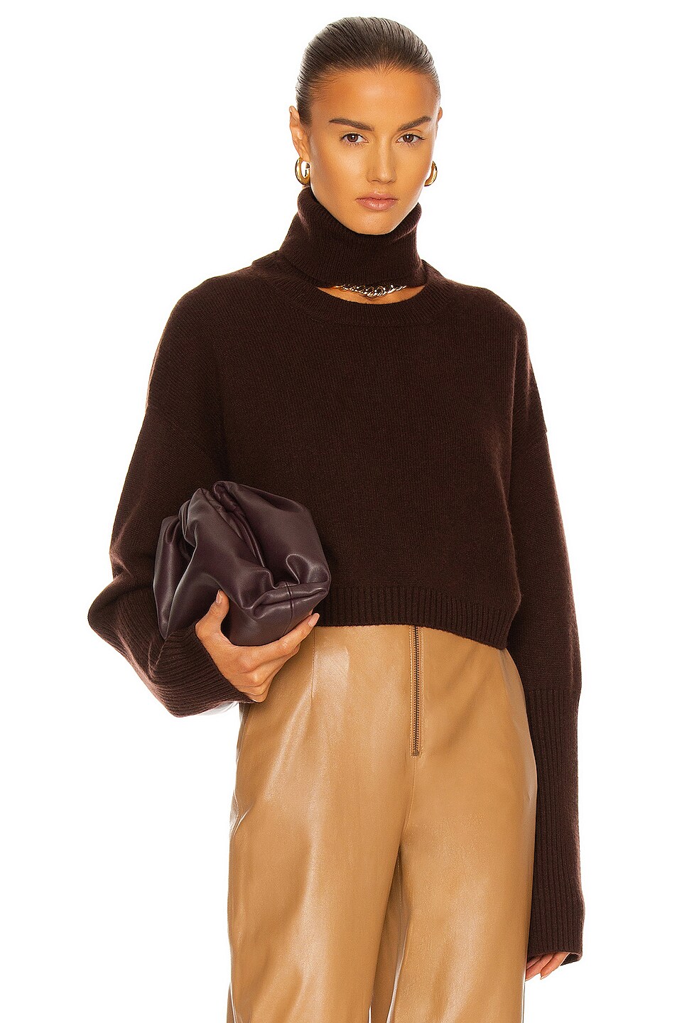 Image 1 of Zeynep Arcay Cashmere Crop Sweater in Bitter