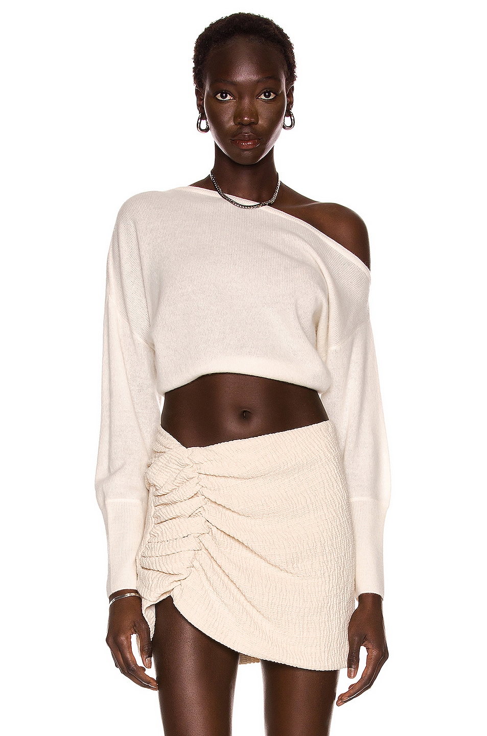 Image 1 of Zeynep Arcay One Shoulder Cashmere Sweater in Off White