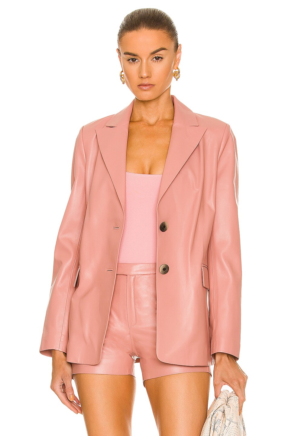 Image 1 of Zeynep Arcay 70's Leather Blazer in Pink