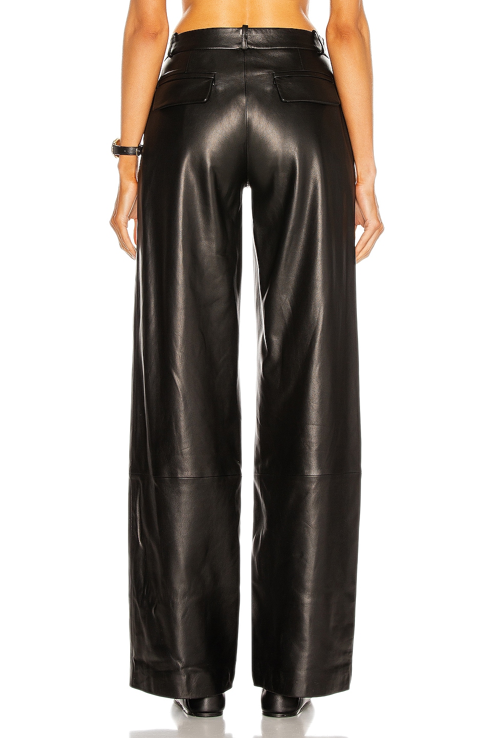 Zeynep Arcay Low Waist Leather Pants in Black | FWRD