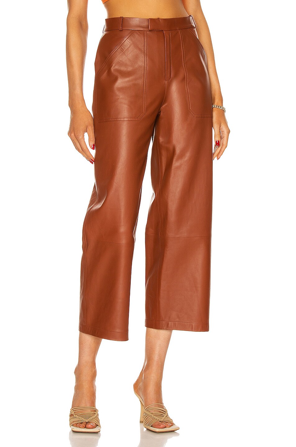 Image 1 of Zeynep Arcay Culotte Leather Pant in Feral Earth