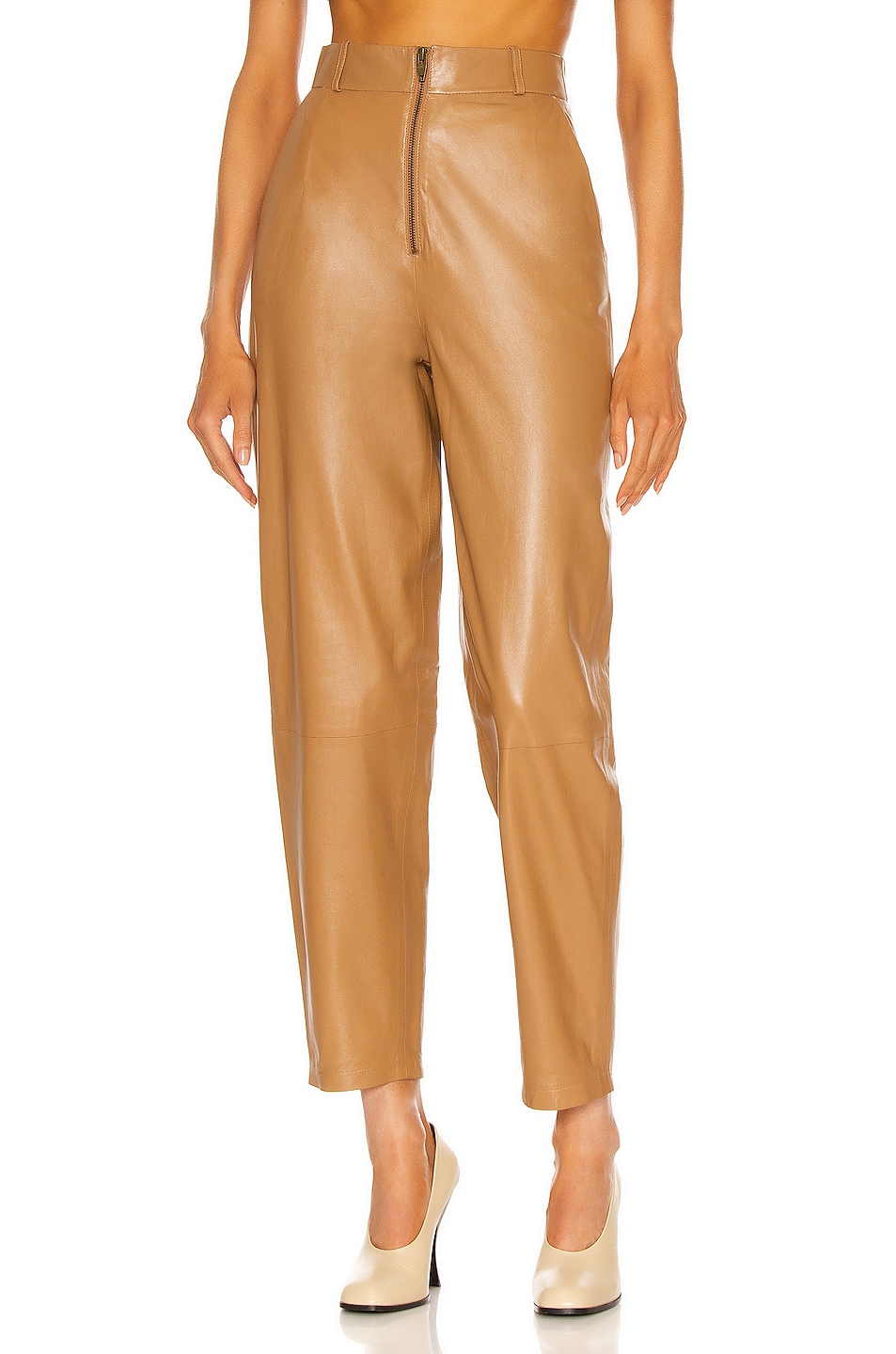 Image 1 of Zeynep Arcay Cool Leather Pant in Biscuit