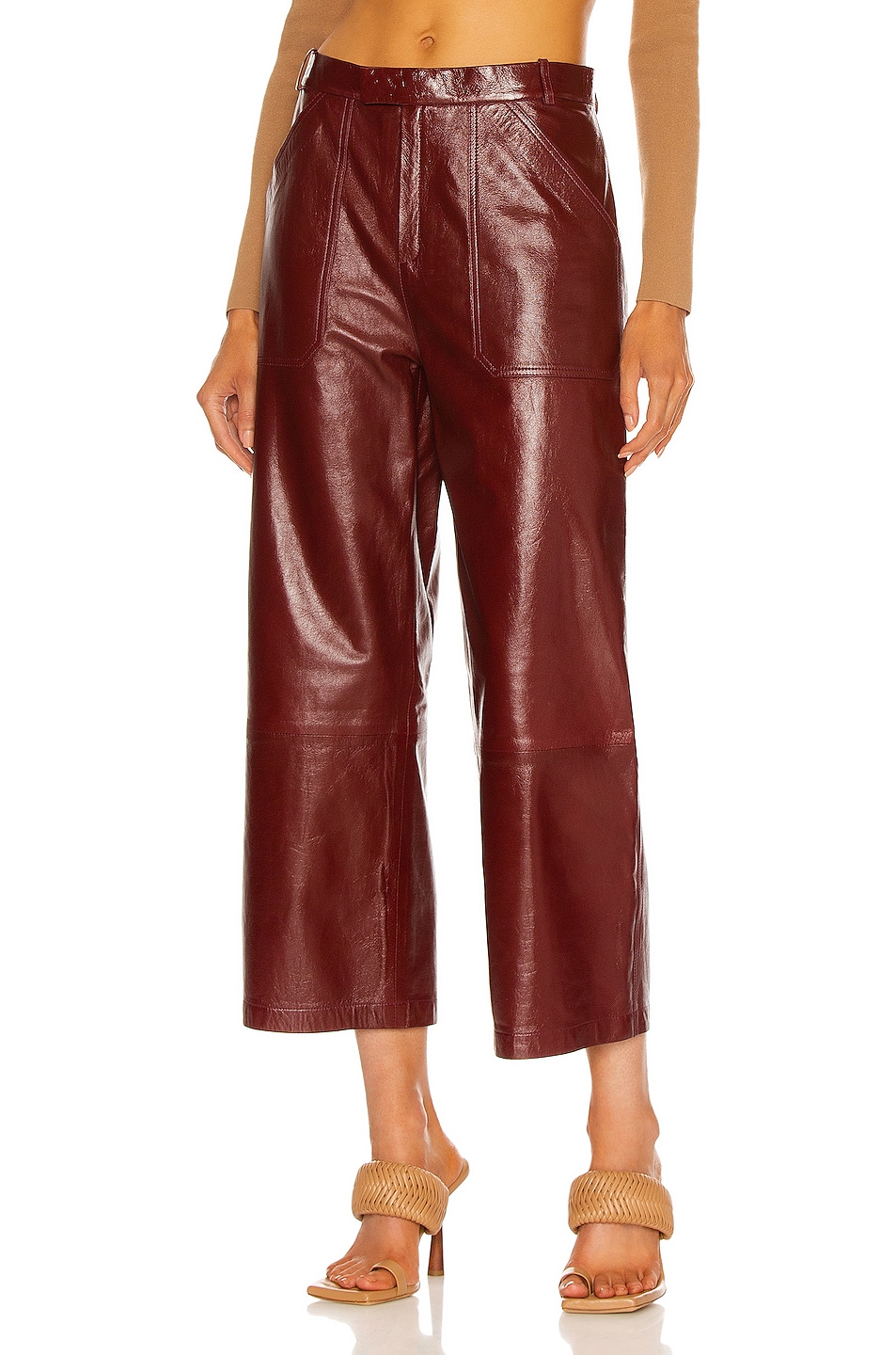 Image 1 of Zeynep Arcay Culotte Leather Pant in Plum