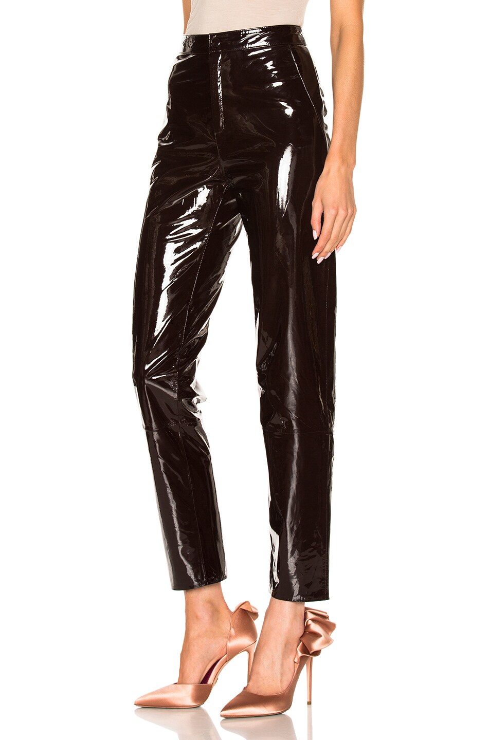 Zeynep Arcay High Waisted Patent Leather Pants in Dark Plum | FWRD