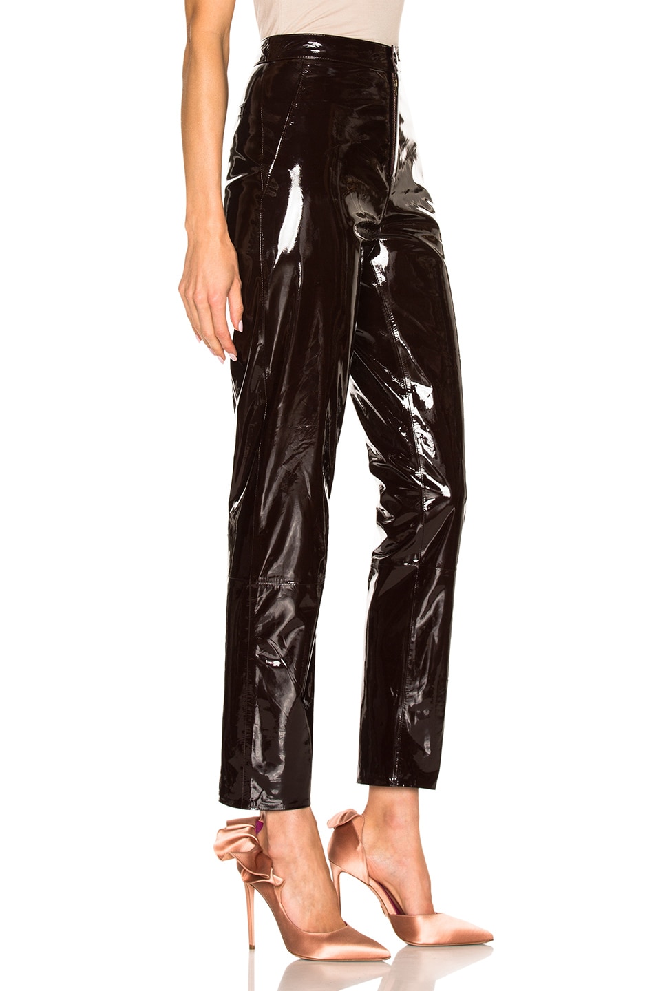 Zeynep Arcay High Waisted Patent Leather Pants in Dark Plum | FWRD