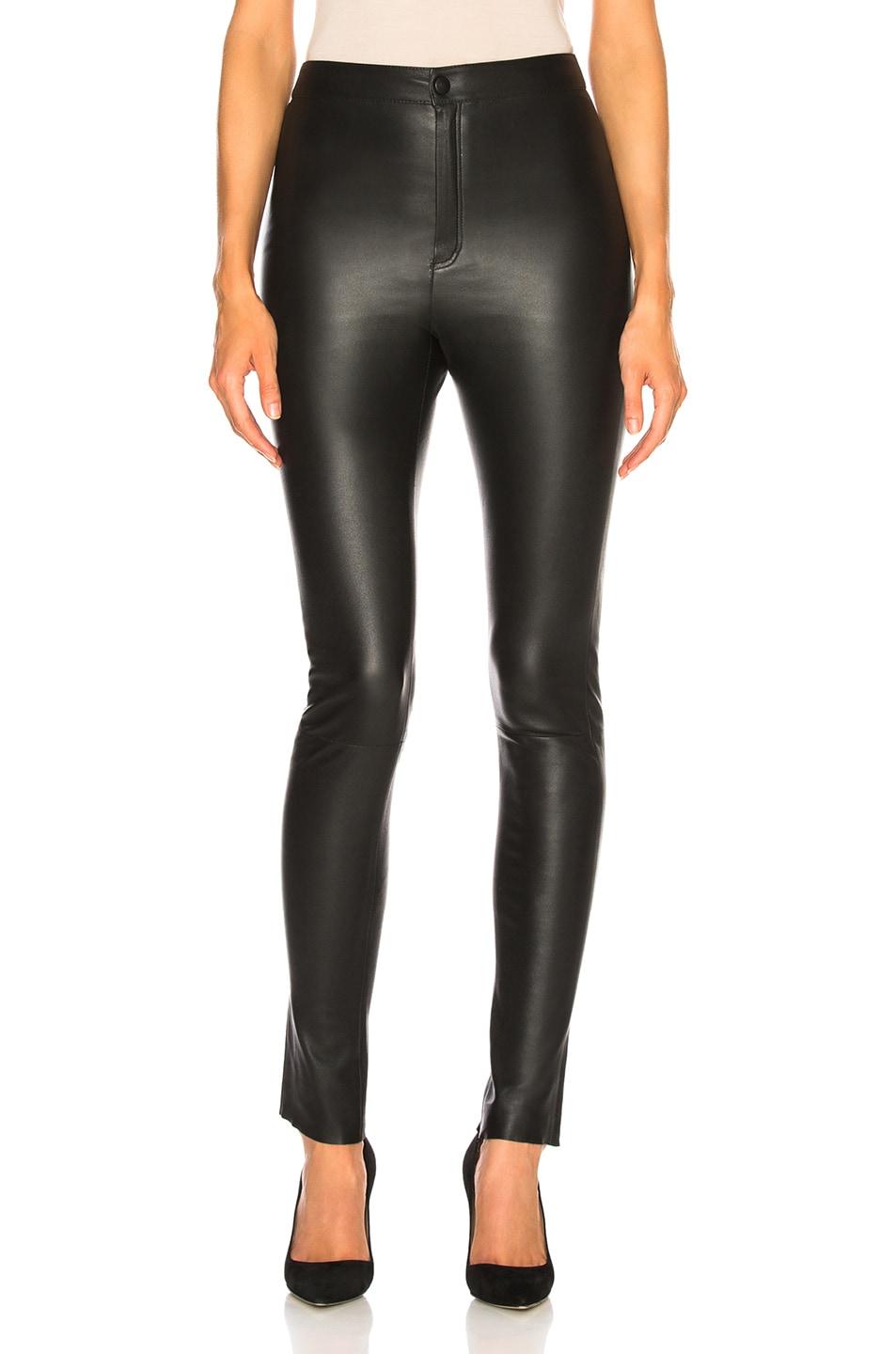 Image 1 of Zeynep Arcay High Waisted Skinny Leather Pants in Black