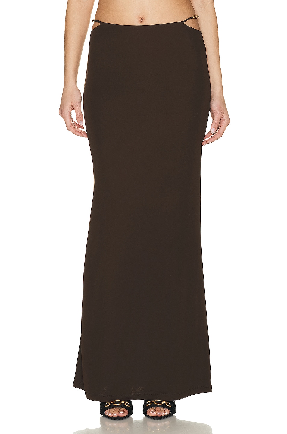 Jersey Maxi Skirt in Brown