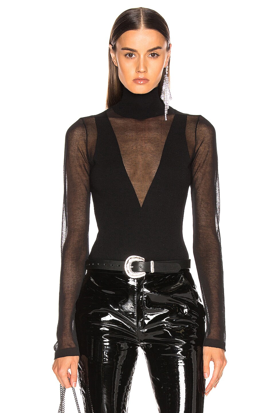 Image 1 of Zeynep Arcay Semitransparent Knit Bodysuit in Black