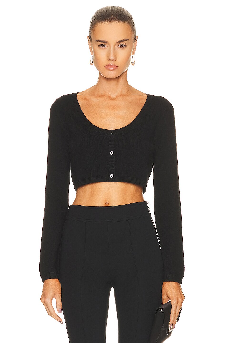 Image 1 of Zeynep Arcay Mini Cashmere Button Up Top in Black