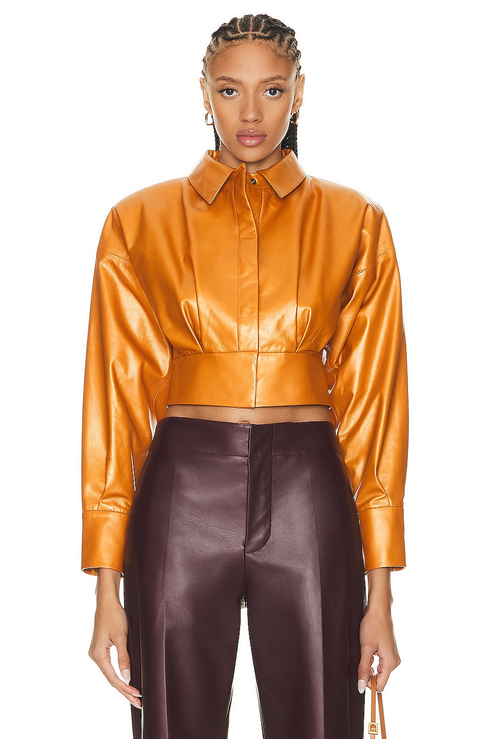 Image 1 of Zeynep Arcay Leather Shirt in Amber