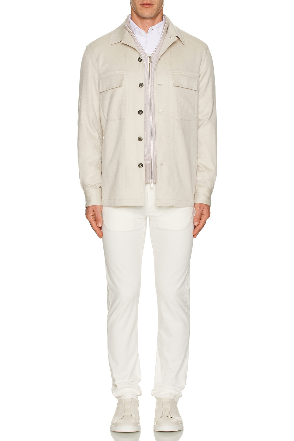Image 1 of Zegna Cashseta Full Zipper Sweater in Beige