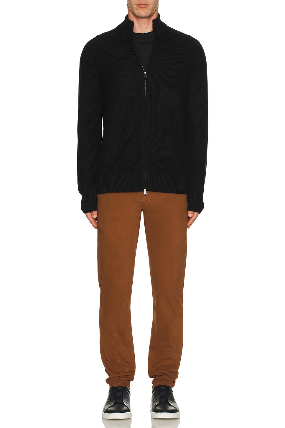 Image 1 of Zegna Cashseta Full Zipper Sweater in Black