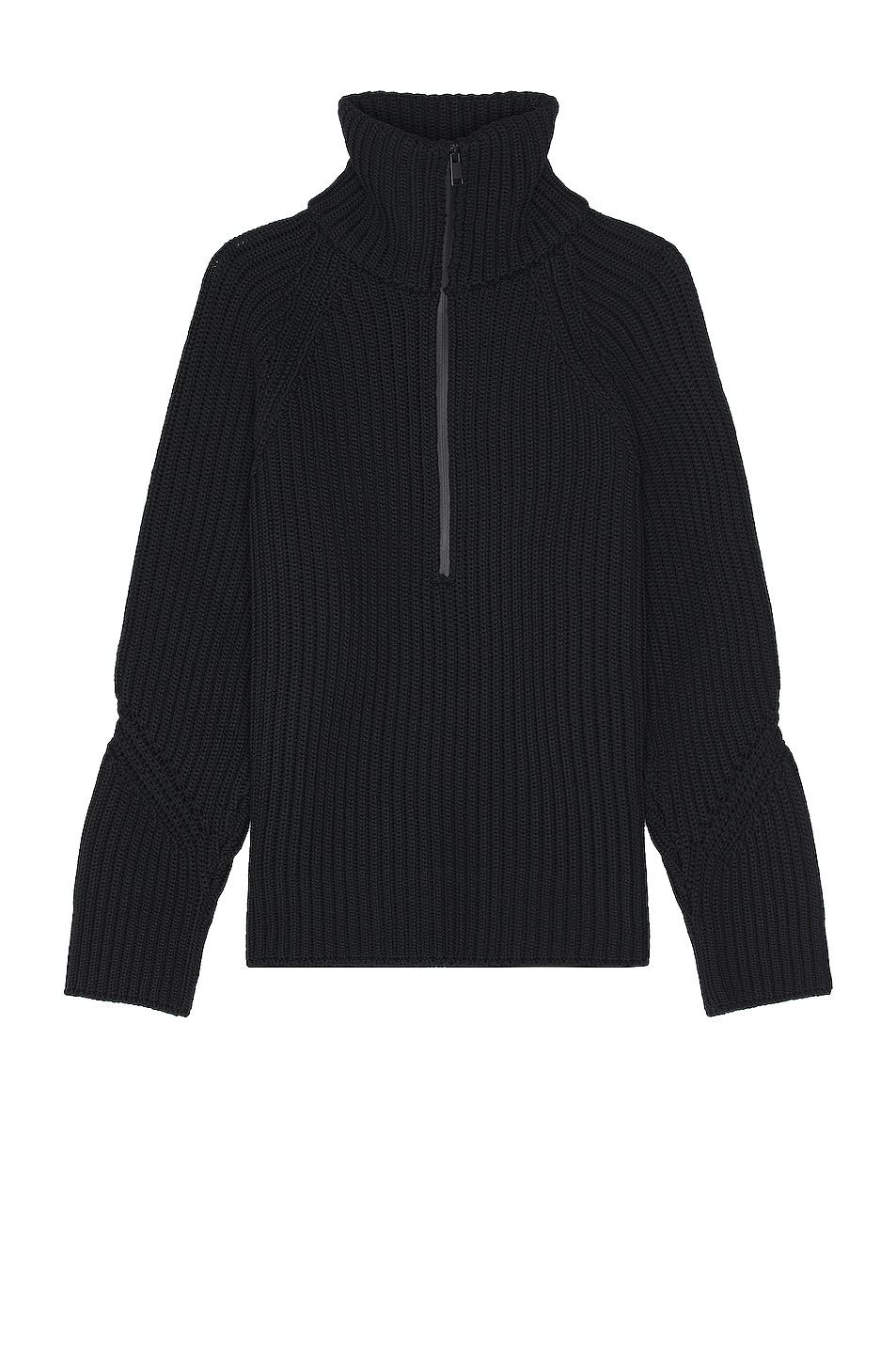 Image 1 of Zegna Wool and Nylon Zip Mock Sweater in Black