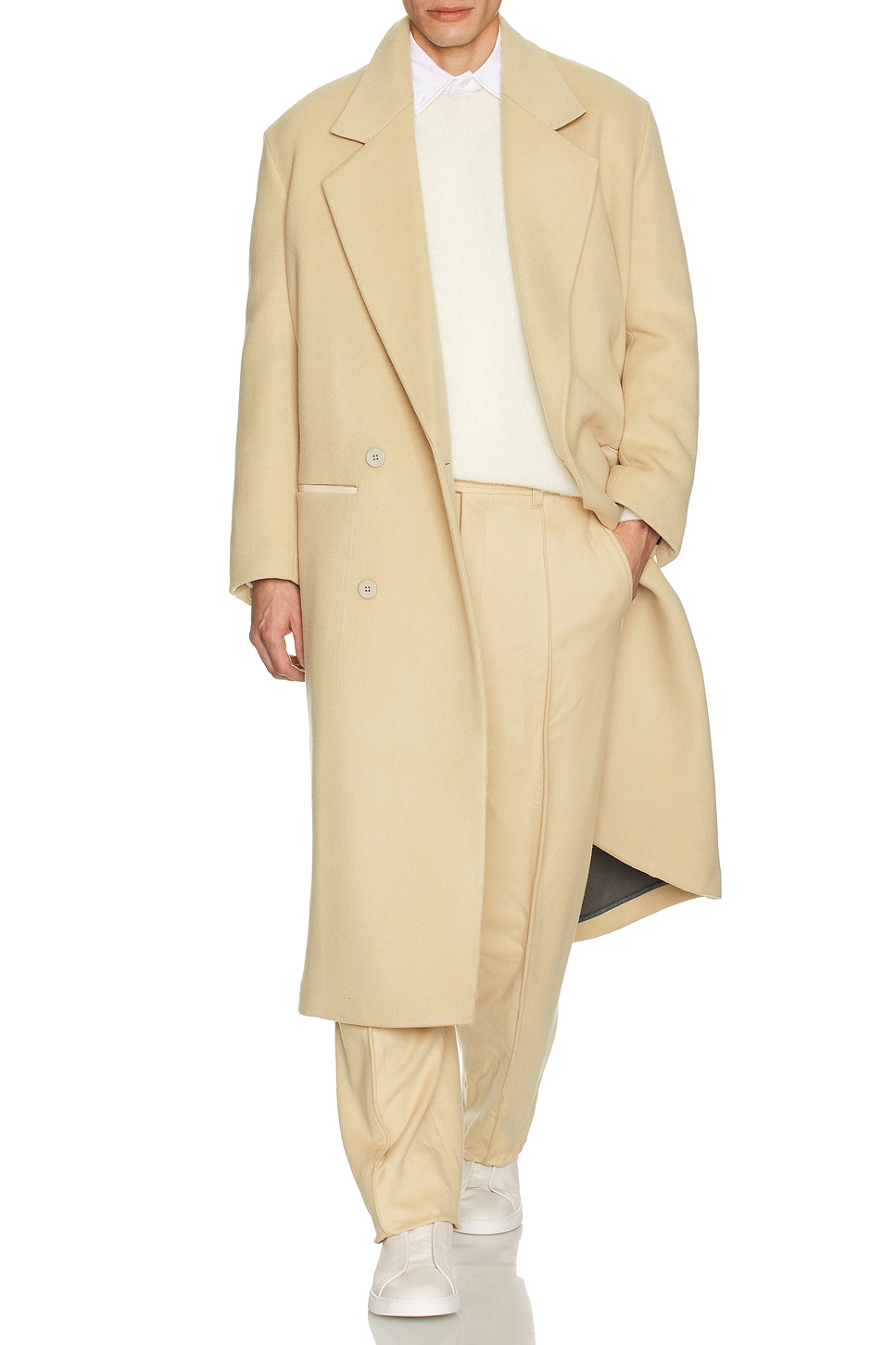 Image 1 of Zegna Trofeo Cashmere Coat in Light Beige