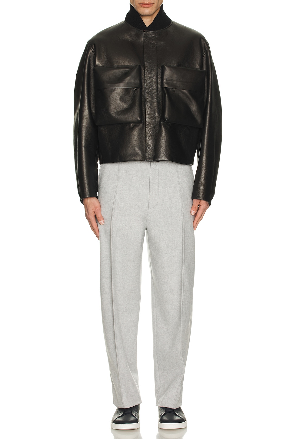 Image 1 of Zegna Trofeo Cashmere Double Pants in Grey Melange
