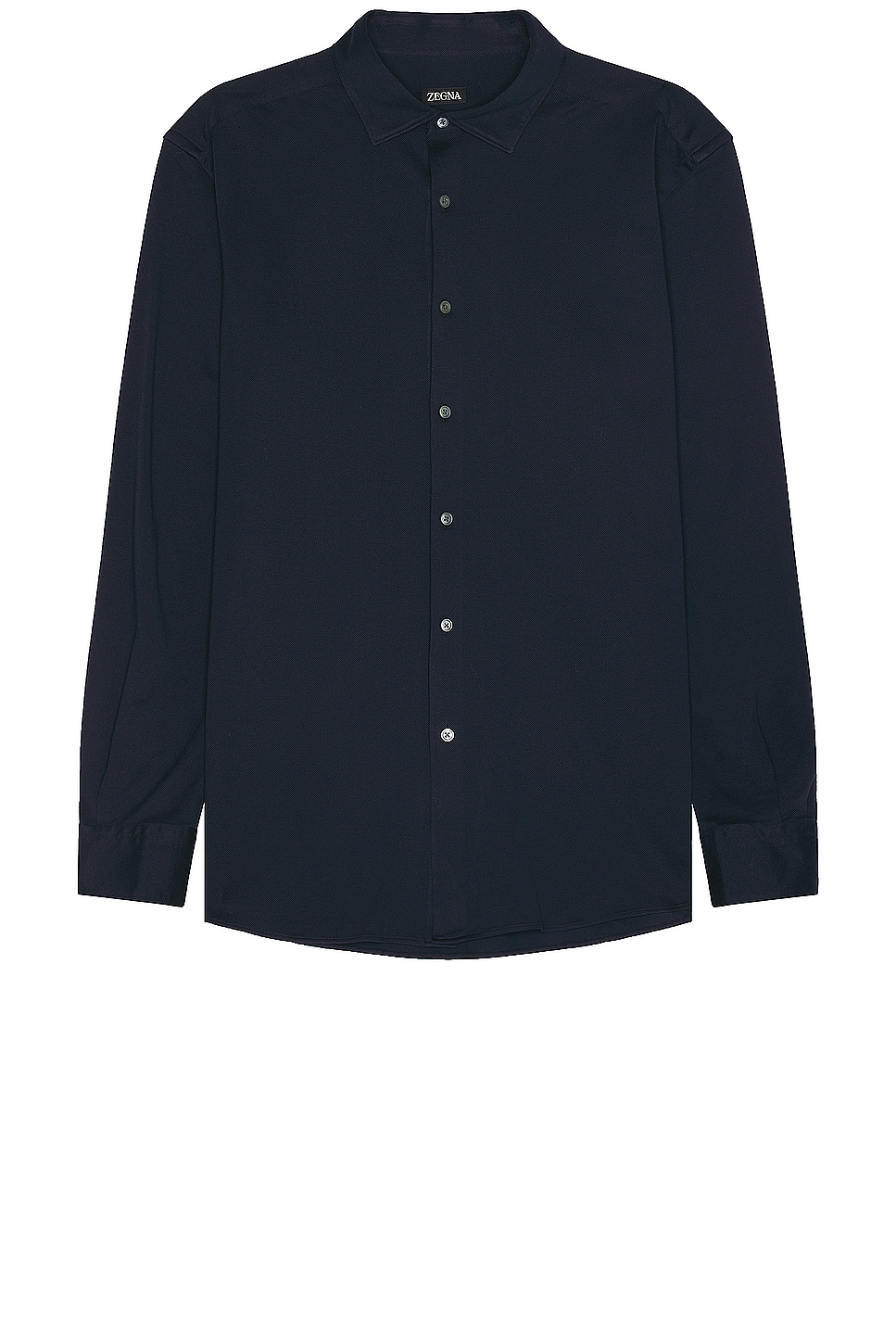 Image 1 of Zegna Pure Cotton Jersey Long Sleeve Shirt in Navy
