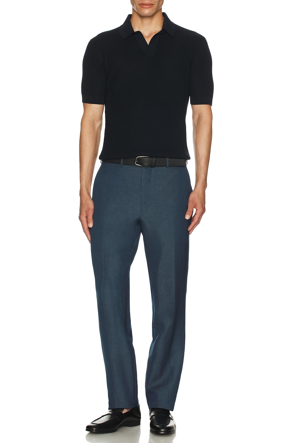 Image 1 of Zegna Premium Cotton Stitch Polo in Navy