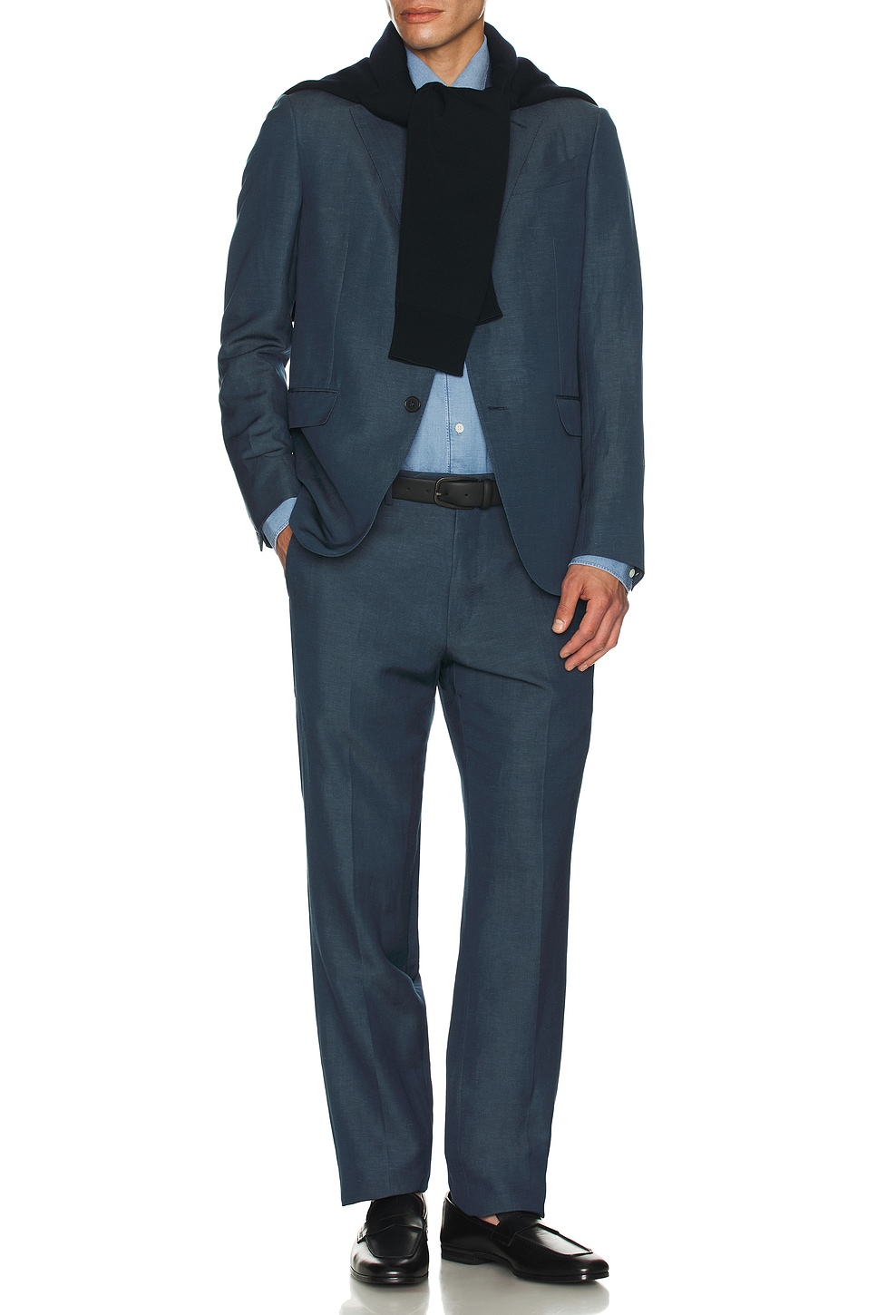 Image 1 of Zegna Cotton And Linen Denim Shirt in Light Blue